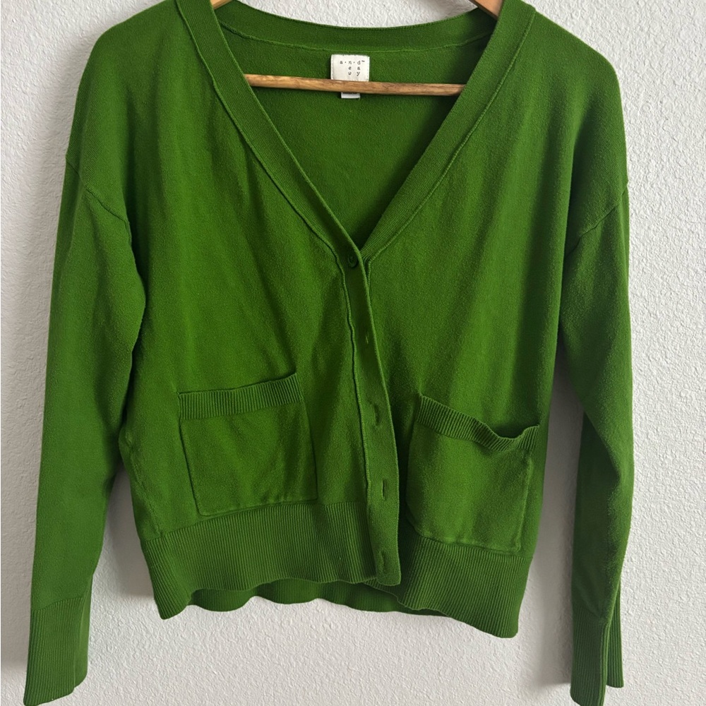 Green V-Neck Women's Sweater